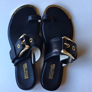 Micheal Kors black sandals & gold accents